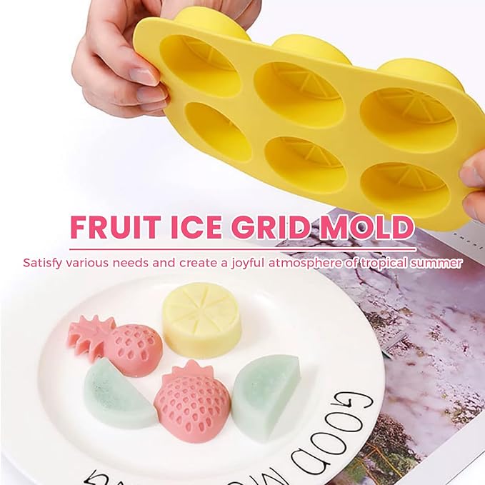 3 Pack 3D Watermelon/Lemon/Strawberry Silicone Mold, Fruit Snack Molds for Candy Chocolate Gummy Making, Non-Stick Baking Mold for Jelly Soap Ice Cube Fondant