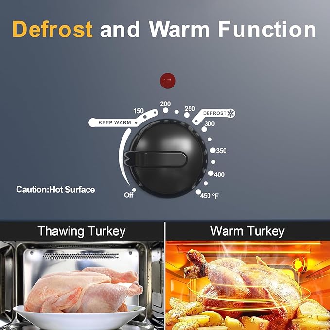 Roaster Oven 28 Quart, Electric Roaster Pan with Visible & Self-Basting Lid, Large Stainless Steel Electric Turkey Roaster Oven Defrost Warm Function, Removable Pan Rack, Fits Turkeys Up to 30LB, Blue