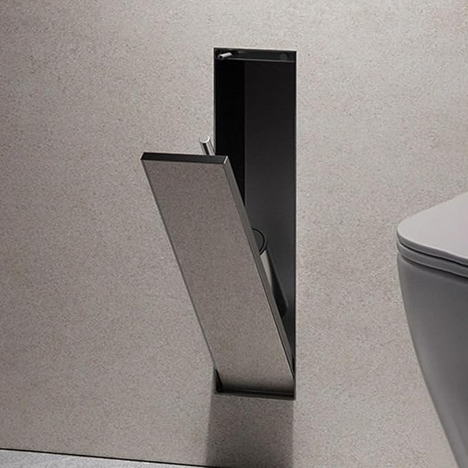 Recessed Bathroom Trash Can & Toilet Paper Holder Tile-Friendly Built-in Hidden Garbage Bin Stainless Steel Recessed Storage Cabinet Shower Nich for Toilet Bathroom Hotel,A