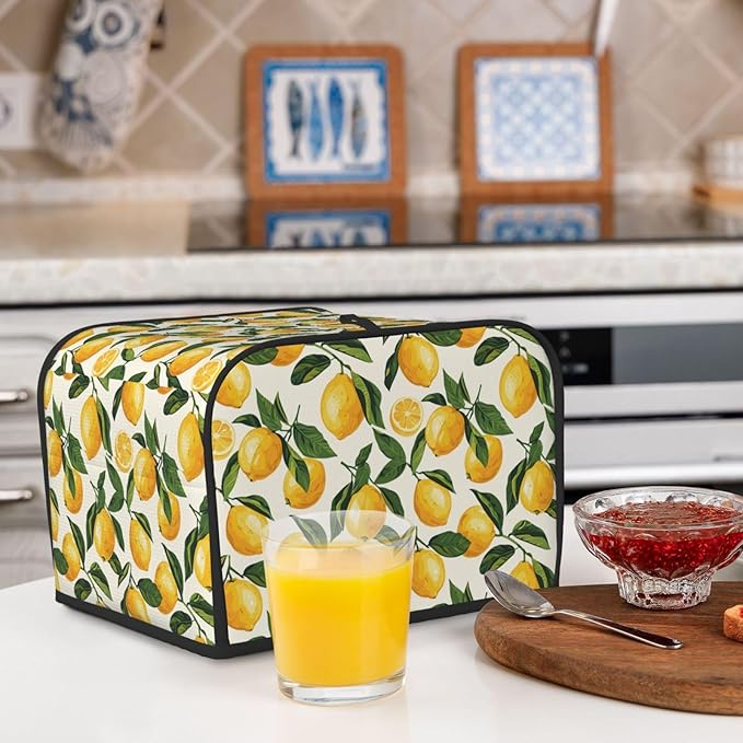 Toaster Cover 4 Slice Lemon Fruit Watercolor Kitchen Small Appliance Covers with Pockets Dust and Fingerprint Protection