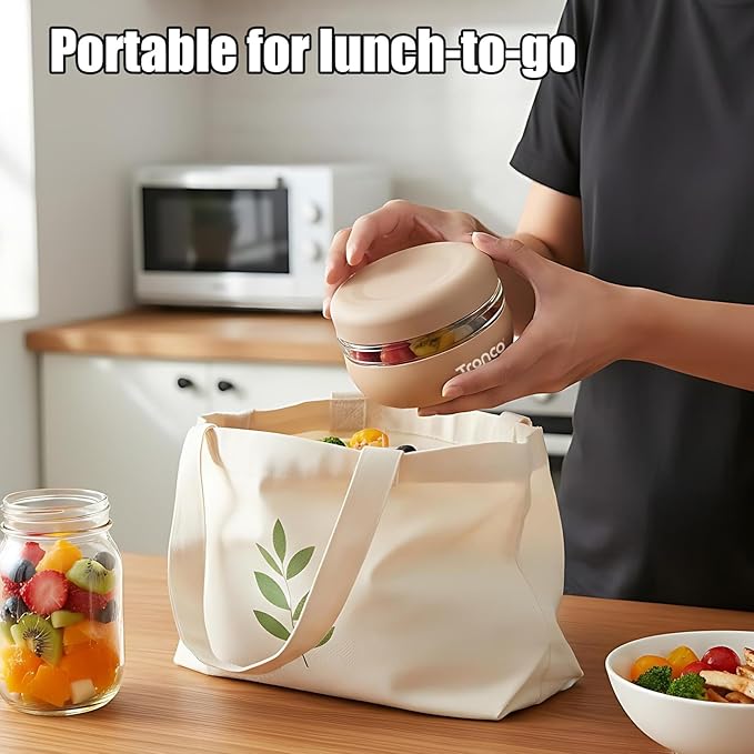 Tronco 24 oz Glass Food Storage Containers with Lids, Airtight, Leak & Spill Proof Glass Lunch Bowls for Meal Prep, Salad, Yogurt, Soup & Stew, Microwave & Dishwasher Safe, BPA-Free, Set of 1