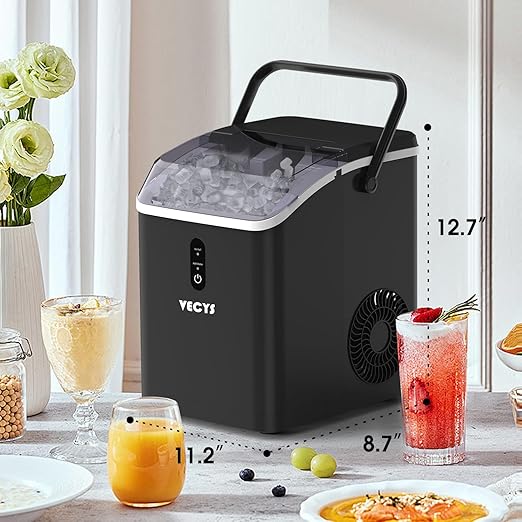 VECYS Nugget Ice Maker, 34LBS/Day Countertop Ice Machine, Self-Cleaning Portable Pellet Ice Maker, Chewable Sonic Ice for Home, Office, Bar