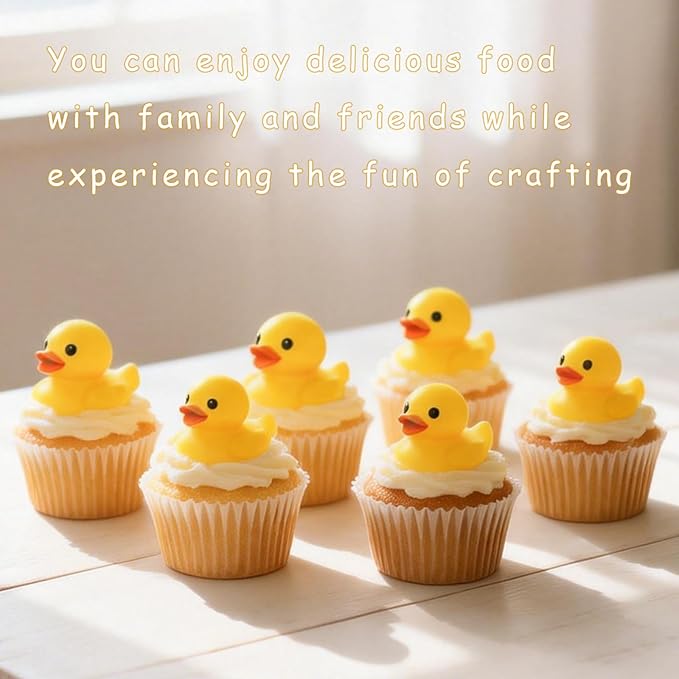 1Pc Cute Yellow Duck Silicone Mold 3D Rubber Duck Cake Decorating Fondant Mold for Cupcake Toppers Gum Paste Chocolate Candy Polymer Clay Epoxy Resin Birthday Parties Baking Food Grade
