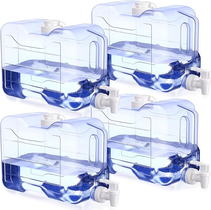 Funnymoom 4 Pcs Drink Dispenser for Fridge Refrigerator Plastic Reusable Water Dispensers Bottle with Spigot Bpa Free for Party Outdoors Home Office Activities (blue, 2 Gallon)