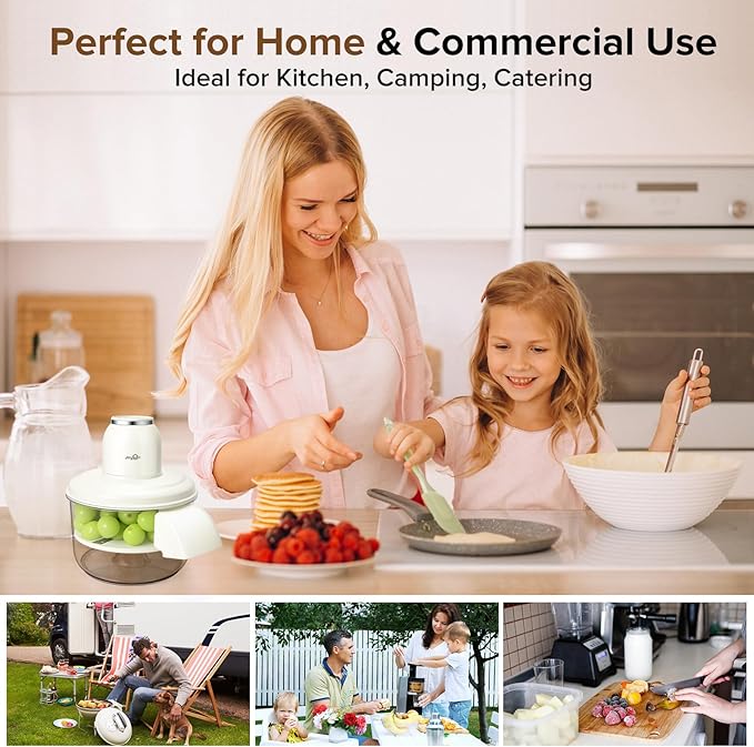 JOYHILL Electric Grape Peeling Machine, Automatic Fruit and Garlic Peeler for Grape Tomato Cherry, 50W Motor with Stainless Steel Blades, Rechargeable Cordless Kitchen Peeling Tool (White-1PC)