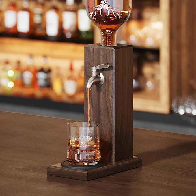 Ash Wood Whiskey Liquor Dispenser for Home Bar,Leakproof Alcohol Dispenser for Bourbon/Scotch,Includes Liquor Bottle Pour Spouts,Ideal Whiskey Gifts for Men (Father's Day,Birthday) Man Cave