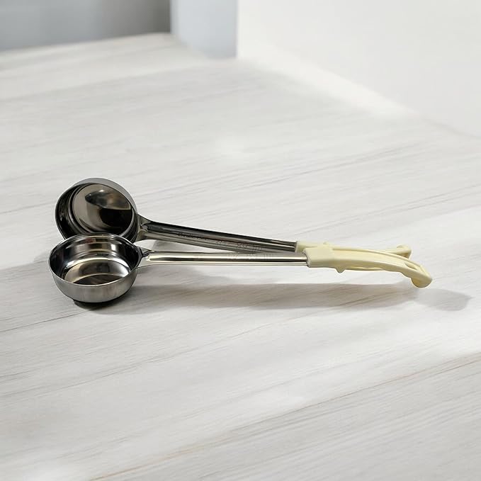 3 Ounce Solid Stainless Steel Portion Control Ladle Spoon for Measuring and Serving; Commercial Grade Serving Scoops [Pack of 2]