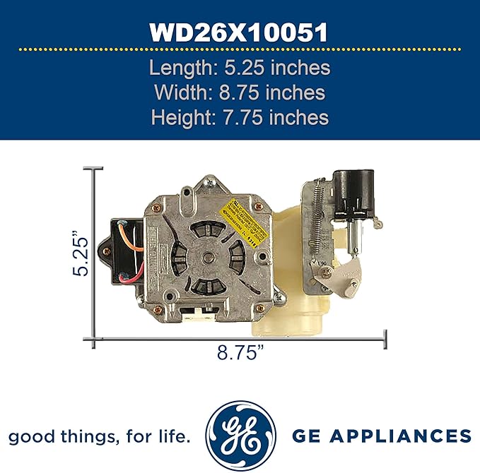 GE WD26X10051 Genuine OEM Pump and Motor Assembly for GE Dishwasher