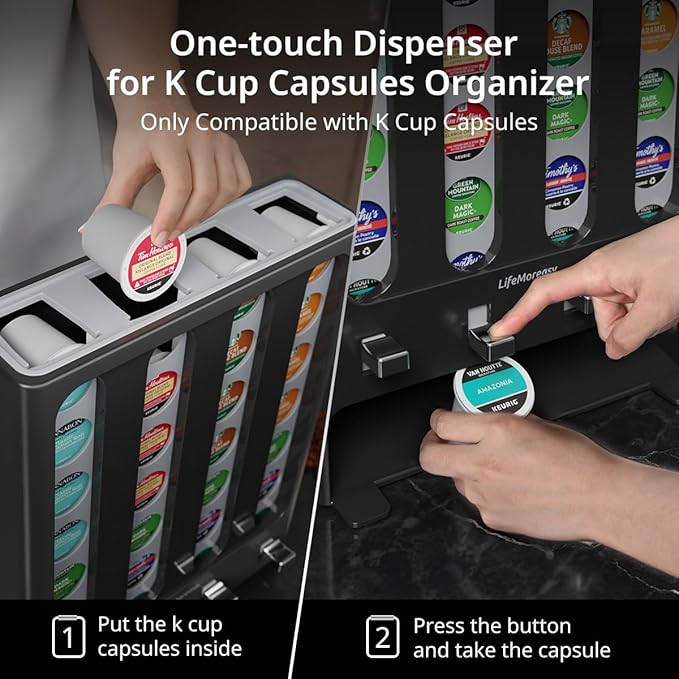LifeMoreasy K Cup Holder Creative Coffee Pods Storage Stand Vending-Style K Pod Dispenser K Cup Organizer for 28 Pods