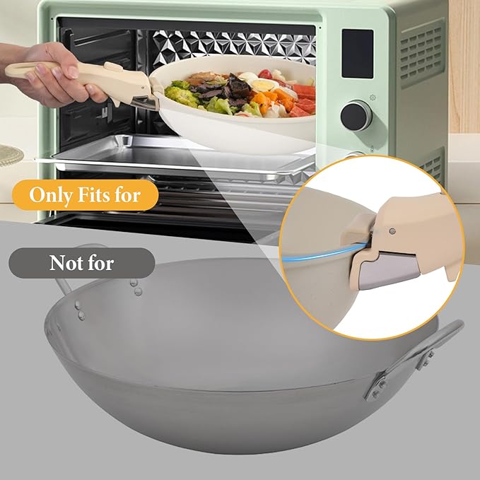 Removable Pot Handle, Universal Pan Handle, Replacement for Pots and Pans, Fits All Cookware, Includes Spoon Rest, Durable & Heat-Resistant, Cream Beige