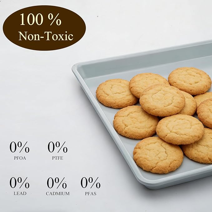 Ceramic Baking Sheet, Cookie Sheets for Baking 14x9", Non-Stick & Non-Toxic Ceramic Coating, 2.2mm Thick Aluminum Oven Trays for Cooking, PTFE & PFOA Free