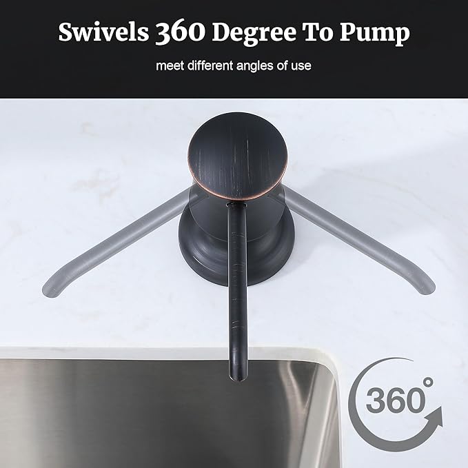 Soap Dispenser for Kitchen Sink (Oil Rubbed Bronze), Built-in and Refill-from-Top Design with Liquid Hand & Dish Soap Bottle