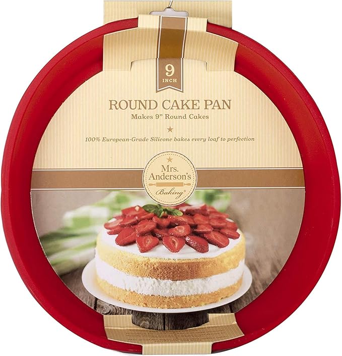 Mrs. Anderson's Baking Silicone 9-Inch Round Cake Pan, BPA Free, Non-Stick European-Grade Silicone, 9.5 x 2.25-Inches