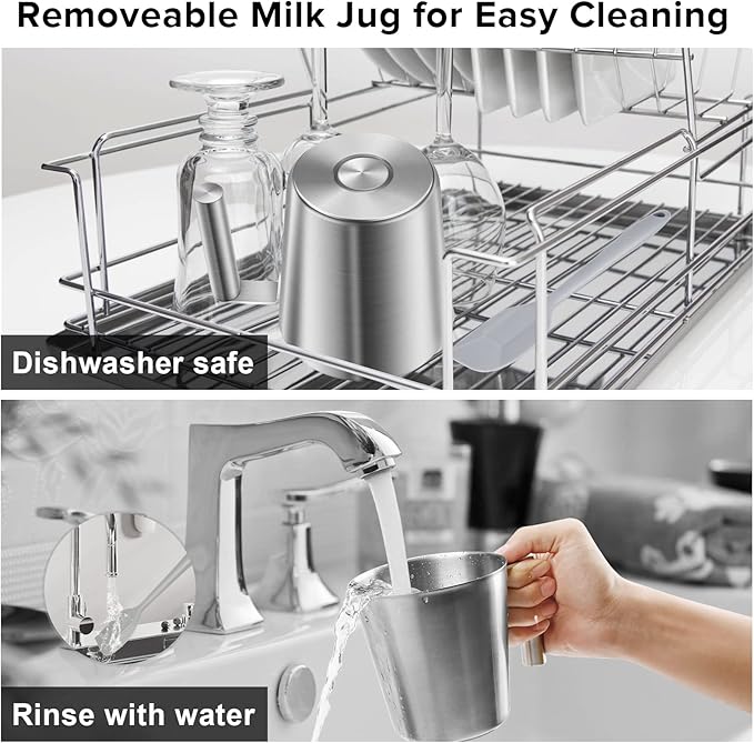 Secura 17oz Detachable Milk Frother and Steamer, Stainless Steel Electric Hot/Cold Foam Maker for Lattes, Cappuccinos & Hot Chocolate, Upgraded 2-in-1 Whisks, Non-Stick & Teflon-Free Design