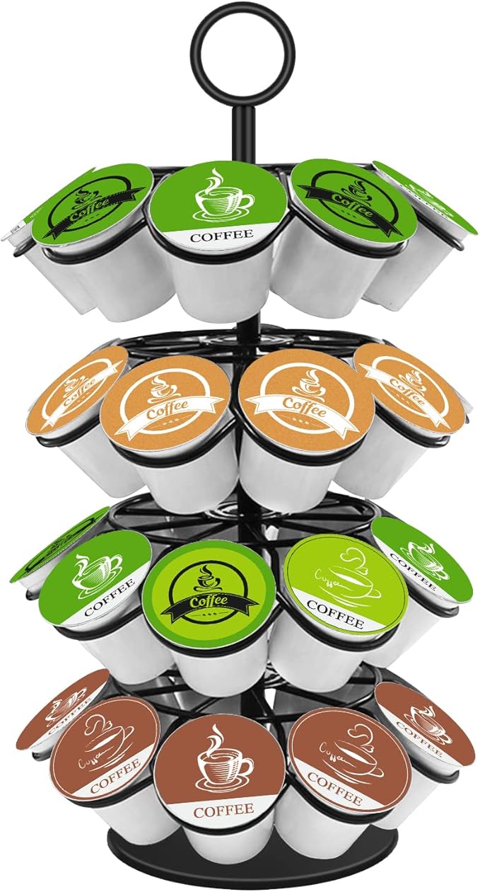 KIMIUP Coffee Pod Holder, K Cup Organizer Compatible with K-Cups(36 Pods), Kitchen Detachable Coffee Pod Organizer for Countertop, Spins 360-Degrees