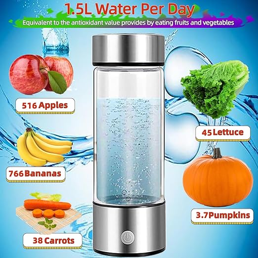 Hydrogen Water Bottle Generator Machine Updated, Portable Hydrogen Water Ionizer Machine Rechargeable, Hydrogen Rich Water Glass Health Cup 420ml Gift for Friends/Women/Men/Mom/Father/Grandpa/Grandma