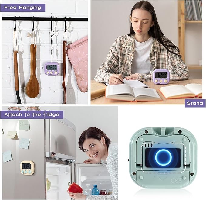 Weewooday 24 Pcs Digital Kitchen Timer Magnetic Timer Bulk On/Off Switch Minute Second Count up Countdown Loud Alarm for Exercise Cook Baking (Macaron Colors)