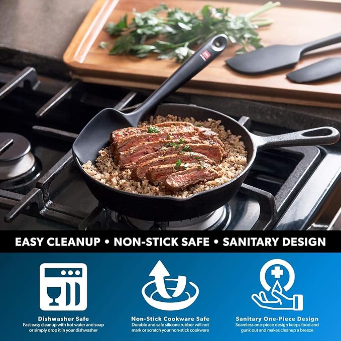 DI ORO Silicone Spoon Spatula - Forever Warranty - 600°F Heat-Resistant Large Silicone Spoonula Scraper - BPA Free Nonstick Cookware Safe Rubber Kitchen Utensil for Baking, Cooking, & Mixing (Teal)