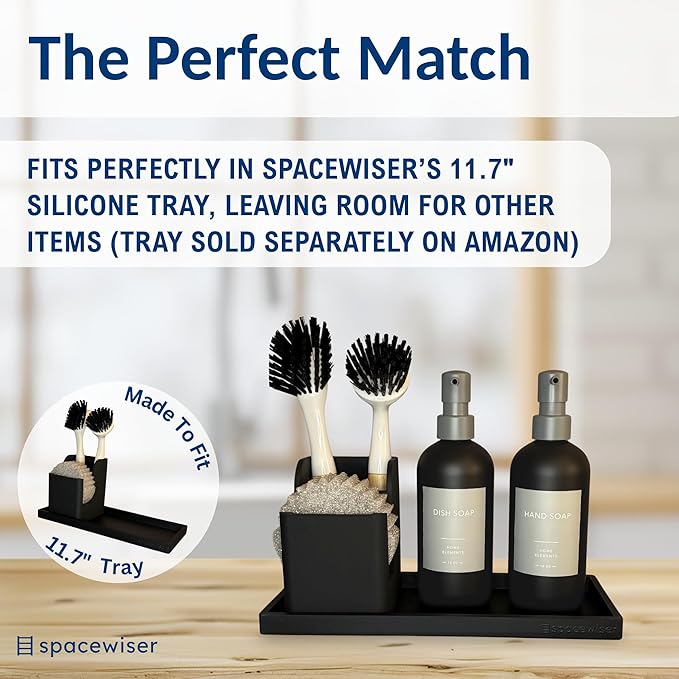 Spacewiser TidyNook Silicone Sink Caddy - Sponge Holder for Kitchen Sink, Dish Brush Holder, Fits Scrub Daddy Sponges, Scrub Mommy, and all Dish Sponges, Compact Kitchen Sinks Organizer Caddy, No Rust