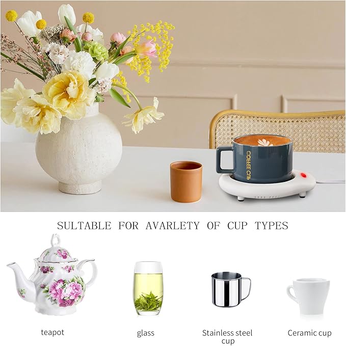 ASAWASA Coffee Mug Warmer, Candle Warmers for Large Jar, Safely Releases Scents Without a Flame, Enjoy Your Warm Coffee Tea and Milk, Gifts for Festival Birthday Men Women Mom Dad.