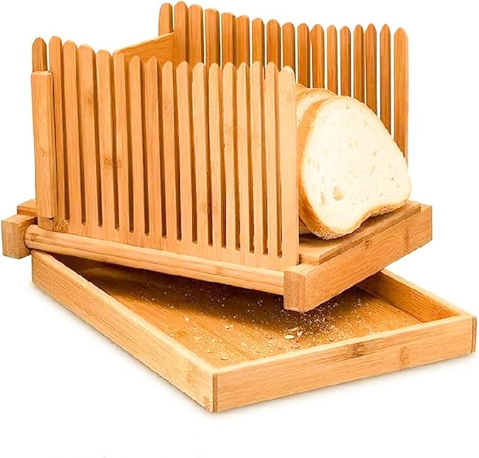 Fenteer Bamboo Bread Slicers Toast Slicers Manual Kitchen Tools Cutting Guide Bread Loaf Slicers Bread Slicers Machine for, Style A