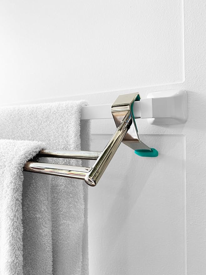 Bathroom Towel Bar Extender, The Magic Bar, Doubles Your Towel Space Fits Almost Any Towel Bar or Shower Walls, Faster Drying, No Tools Required, Expands from 14.5 to 25.5 Inches, Chrome (Double)
