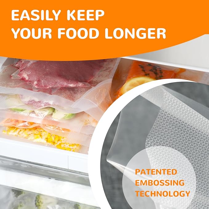 Wevac 8” x 150’ Food Vacuum Seal Roll Keeper with Cutter, Ideal Vacuum Sealer Bags for Food Saver, BPA Free, Commercial Grade, Great for Storage, Meal prep and Sous Vide (8" x 150')