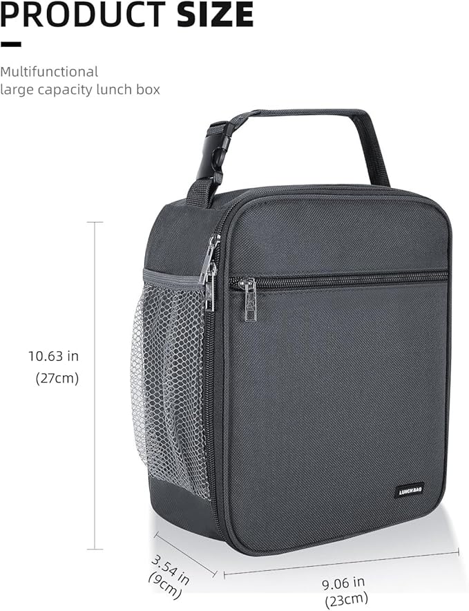 Lovoeo Lunch box Lunch bag for men women Insulated Lunchbox Lunch bags for Work Picnic Travel (Grey)