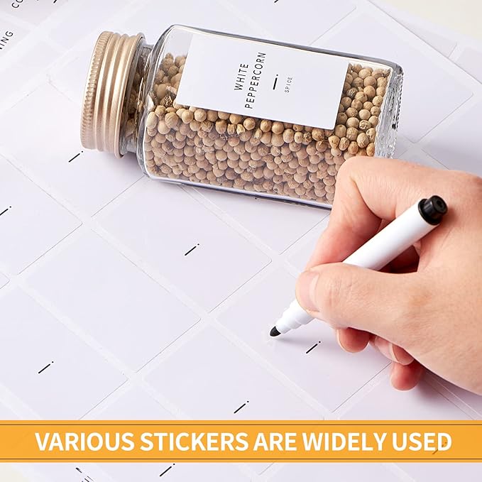 25 Pcs Spice Jars with Label- Glass Spice Jars with Gold Metal Caps,Shaker Lids, Funnel, Chalk Pen, Skiileor 4oz Seasoning Containers Bottles for Spice Rack, Cabinet, Drawer