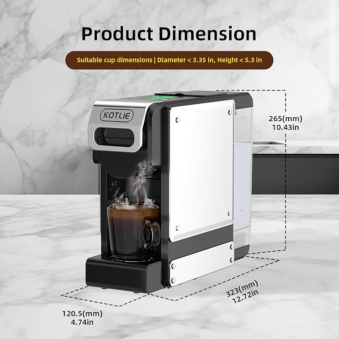 ST-550 4-in-1 Espresso Capsule Coffee Machine, Single Serve Coffee Maker for K*Cup/Nespresso/Dolce Gusto/Ground Coffee, 19Bar, 1L, Silver