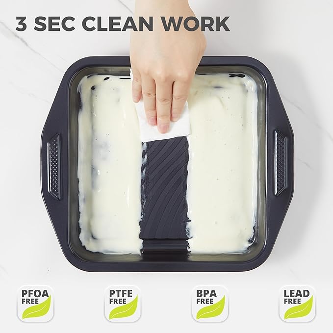 HONGBAKE 9-Piece Non Stick Baking Pans Set with Wave Texture for Reduced Oil, 0.8mm Thick Non Toxic Bakeware Sets, Includes Stackable Cookie Sheets for Oven Cooking, Cake Pan, Muffin Pan, Blue