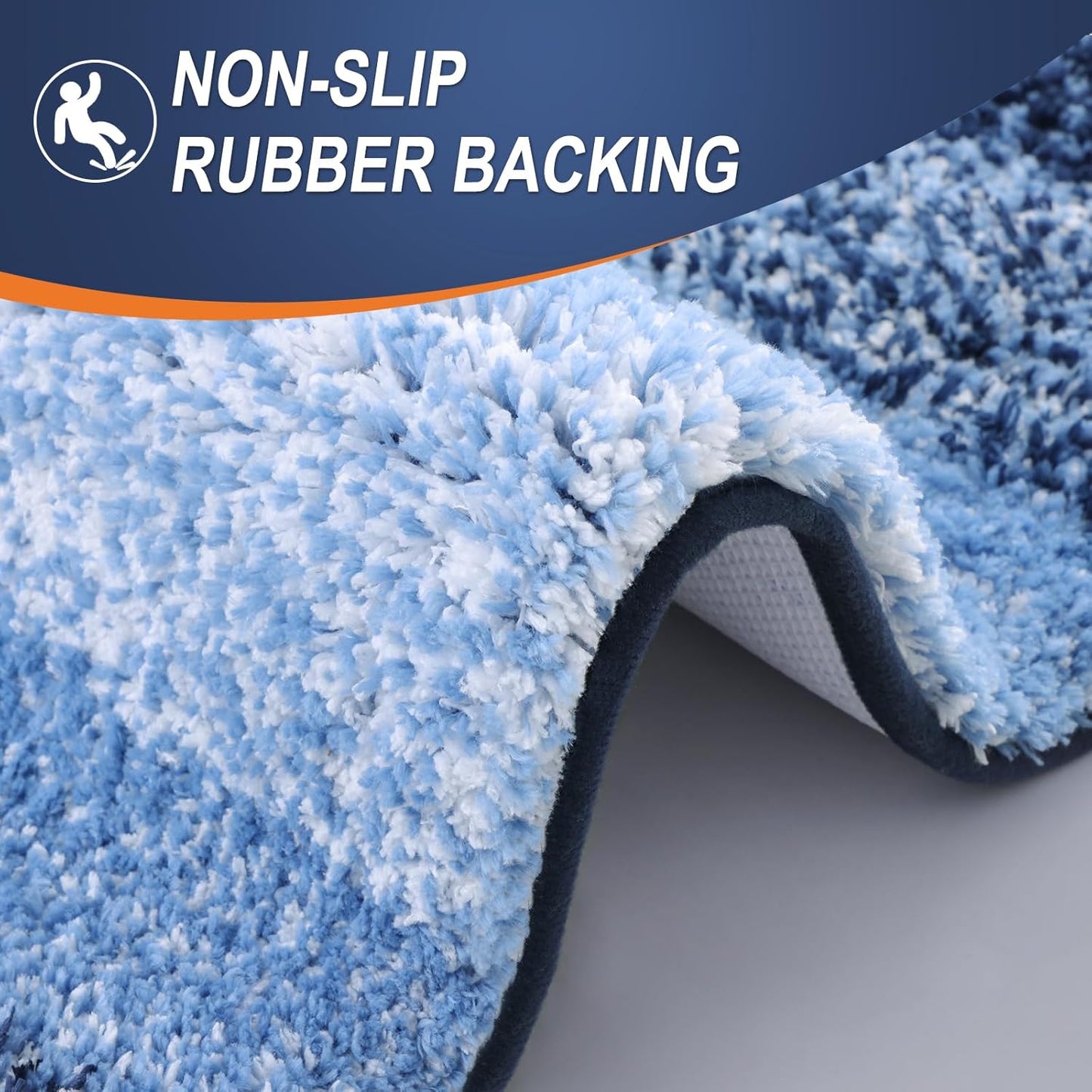 OLANLY Bathroom Runner Rugs 47x24, Extra Soft Absorbent Microfiber Bath Rugs, Rubber Backing, Quick Dry, Machine Washable Bath Mats for Bathroom Floor, Tub and Shower, Home Decor Accessories, Navy