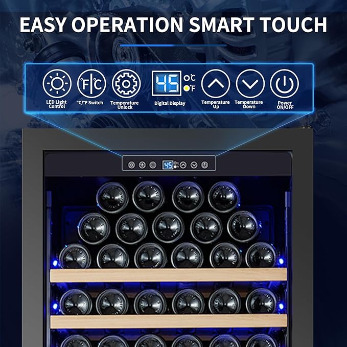ORYMUSE 200 Bottle Upgrade Wine Cooler Refrigerator - 24 Inch Large Capacity Wine Fridge Built-In Freestanding, with Quiet Compressor, Professional Temperature Control & Wine Cellar - Black