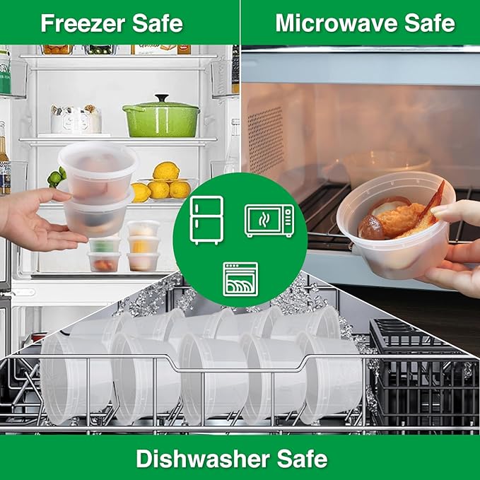 Deli Food Containers with Lids 12 oz-20 Pack Meal Prep Containers Food Storage Containers with Lids Stackable, Leakproof, BPA Free, Microwave Dishwasher Freezer Safe for Takeout Meal