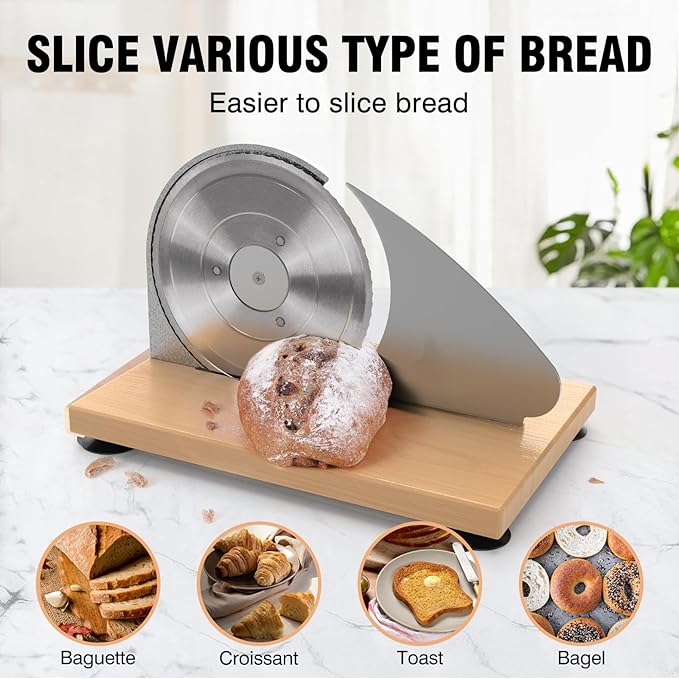 vanerepok Manual Bread Slicer for Homemade Sourdough Bread Versatile Hand Crank Bread Slicer for Sourdough Crusty Bread Etc Stainless Steel Slicers Adjustable Width for Homemade & Commercial Use