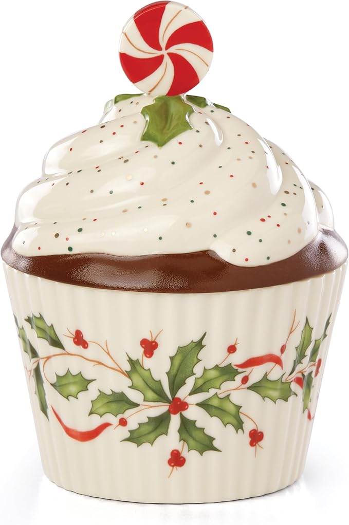 Lenox 886642 Holiday Bakeshop Cupcake Candy Dish, Christmas Hosting