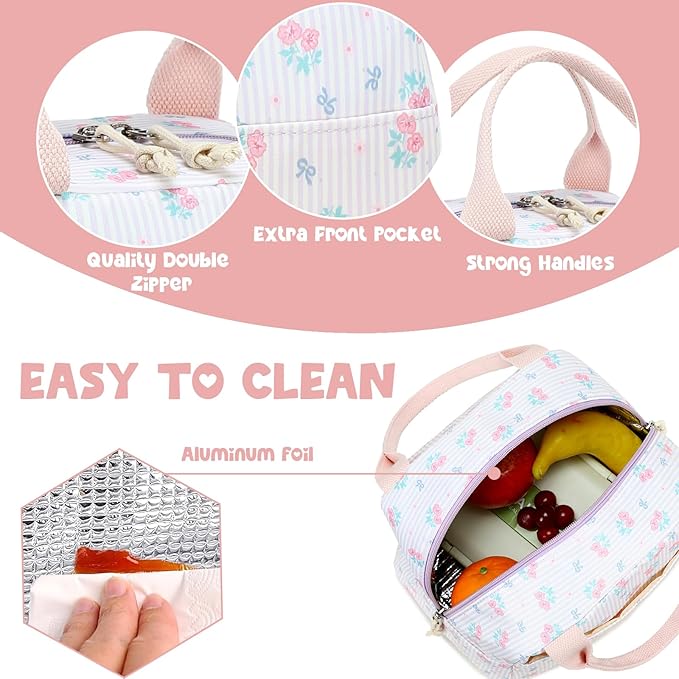 Bluboon Lunch Box for Women Cute Lunch Bag Reusable Insulated Lunch Bags Large Capacity Lunchbox Cooler for Work Picnic or Travel