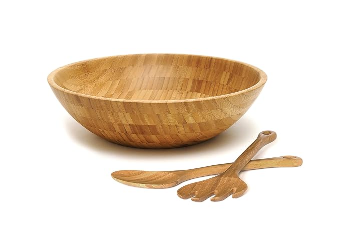 Lipper International Bamboo Salad Bowl with Salad Servers