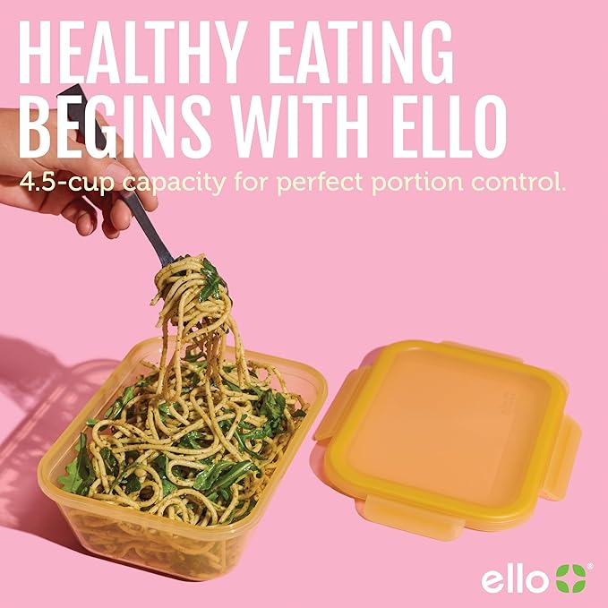 Ello Snap & Nest 10-Piece 4.5 Cup Plastic Meal Prep Set, Reusable Food Containers for Healthy Eating, Freezer, Dishwasher Safe, Berry Fields
