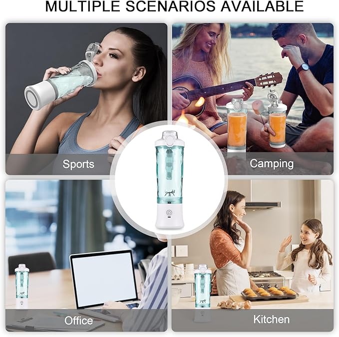 Portable Blender for Smoothies Shakes Juice, 20 Oz for Gym Home Office Travel, Personal Small Mini Glass Mixer, with 6 Blades 150W USB Rechargeable Electric Handheld Blender Cup Bottle