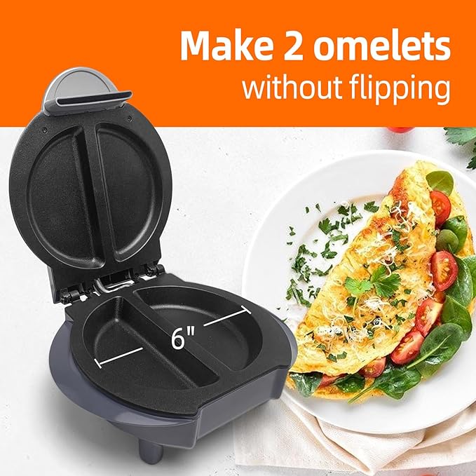Electric Omelet Maker Frittata Snack Pocket Maker Dessert Maker Non-Stick Stainless Steel 6.5"