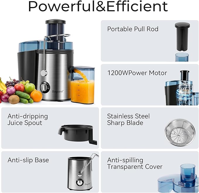 Juicer Machine, 800WCentrifugal Juicer for Whole Fruits and Vegetables,3 Inch Wide Feed Chute, Easy to Clean, Silver