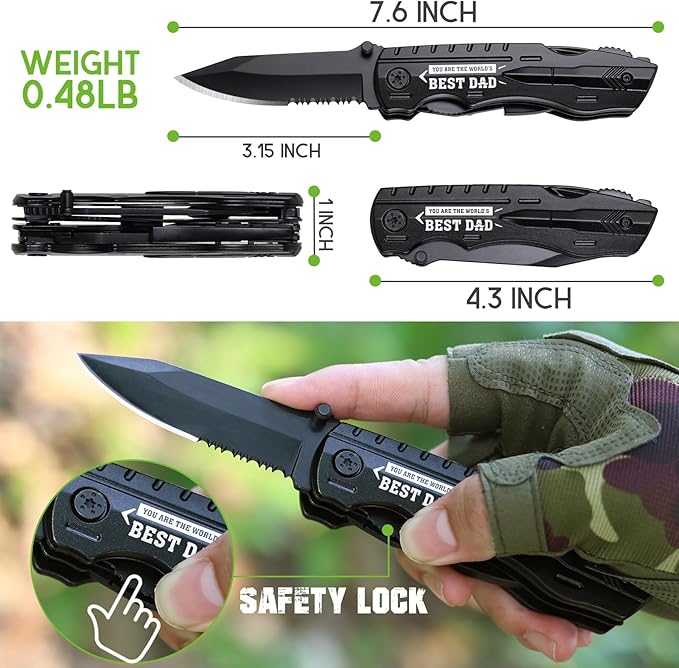 Fathers Day Dad Gifts from Daughter Wife Son - Gifts for Dad, YOU ARE THE WORLD’S BEST DAD Multitool Knife - Dads Birthday Gift, Fathers Day Dad's Gift for Husband, Men - Christmas Dads Presents