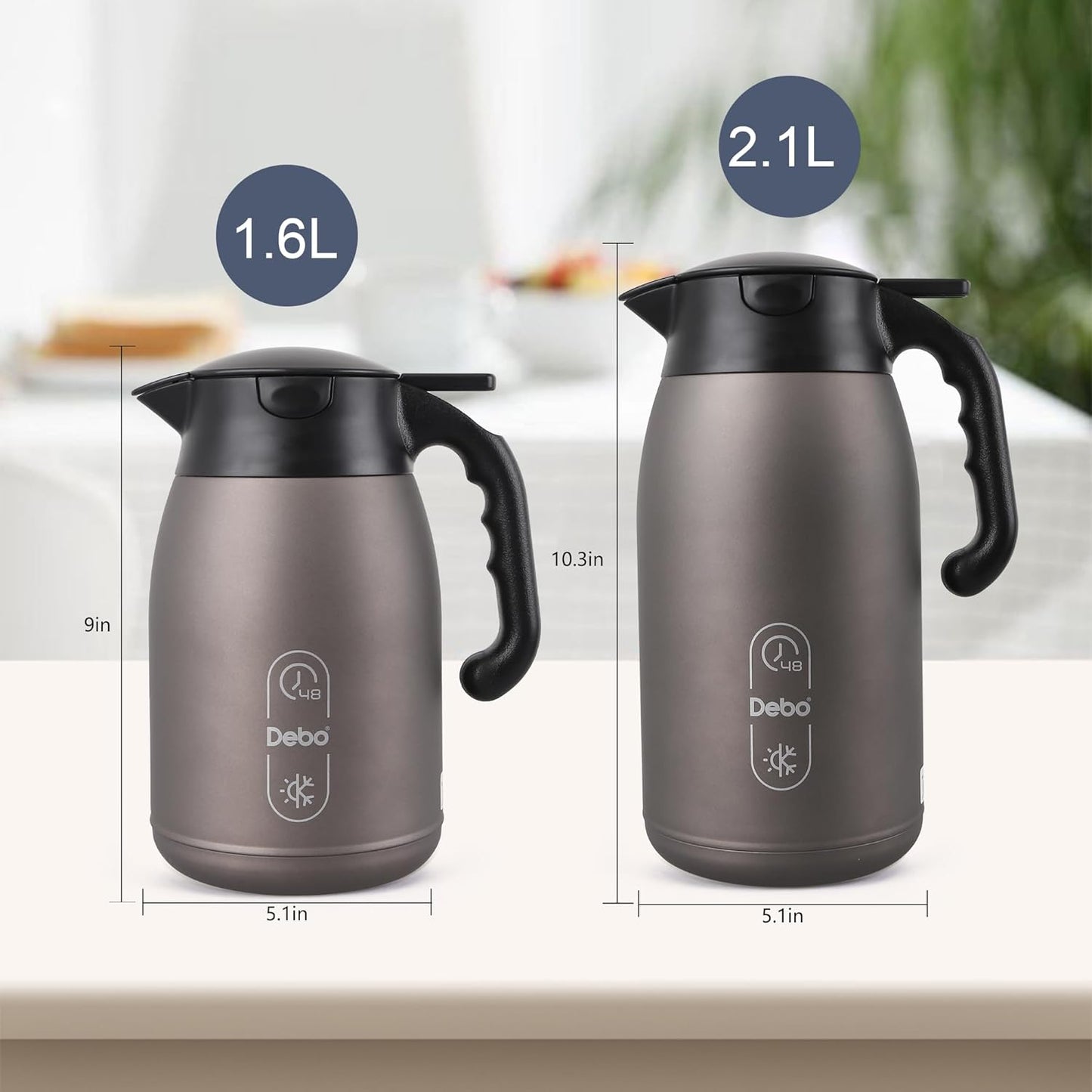 Thermal Coffee Carafe-71oz vacuum Coffee Carafe For Keeping Hot Liquids,Coffee Carafe,Thermal Stainless Steel, Coffee Carafes Press On Lid, Coffee Dispenser.(2.1l) oatmeal