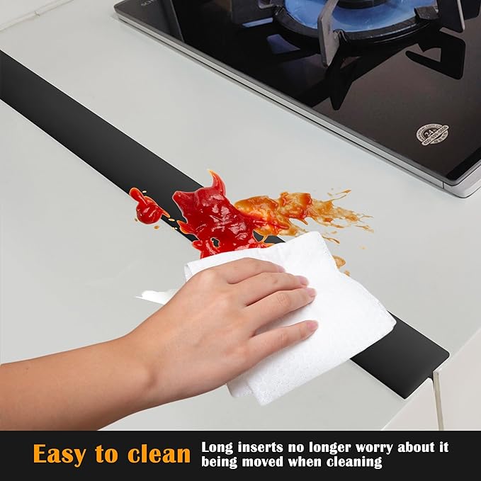 KindGa Stove Gap Covers, Silicone Counter Gap Filler for Stove, 30 Inches Can Be Cut to Any Size for 0.2-1 inch Gap, Seal Spills between Appliances Countertop Furniture Stoves Ovens(Set of 2, Black)