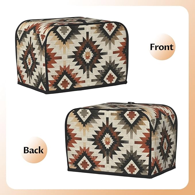 Southwestern Ethnic Aztec Toaster Cover 2 Slice, Cute Rural Bread Machine Cover, Washable Dust-Proof Cover for Kitchen Small Appliance Cover,with Top Handle