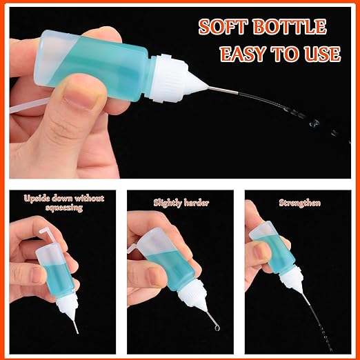 Zhehao 100 Pcs 10 ML Narrow Tip Applicator Bottle Mini Needle Tip Glue Bottle Applicator Precision Translucent Glue for Alcohol Ink DIY Quilling Acrylic Painting(White)