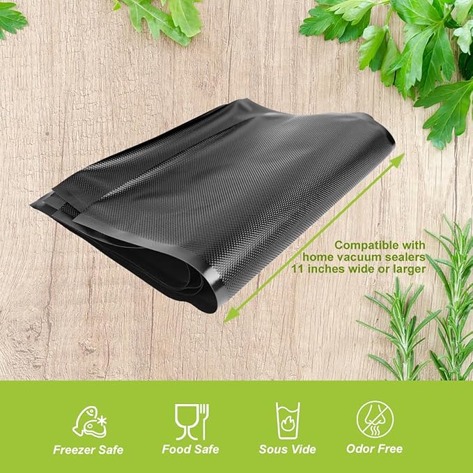 11" x 24" Vacuum Seal Bags Black and Clear, Precut Vacuum Sealer Bags for Food Storage, Heavy Duty Commercial Grade 5 Mil Vacuum Bags, 50 Count