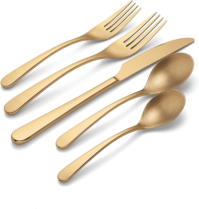 Oneida 894806 Kenbrook Champagne Tumbled 20 Piece Everyday Flatware Set, Service For 4