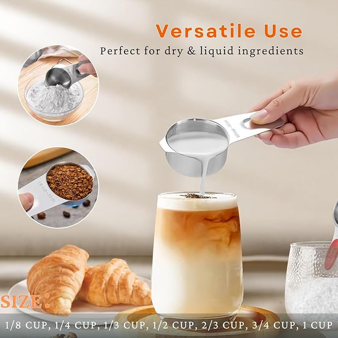 30PCS Measuring Cups and Spoons Set, 7 Nesting Measuring Cups, 18 Measuring Spoons and 5 Mini Spoons, Stainless Steel Kitchen Measuring Set for Dry and Liquid Ingredients, Perfect for Cooking & Baking